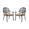 Set of 2 Stackable Outdoor Patio Dining Chairs with Cushions, Cast Aluminum Frame, Metal Rust-Free Furniture for Lawn Garden Backyard, Dark Brown