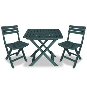 3 Piece Folding Bistro Set Plastic Green