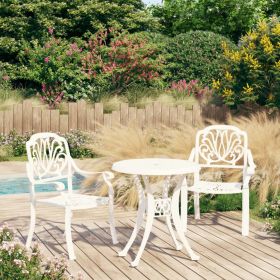 3 Piece Bistro Set Cast Aluminum White