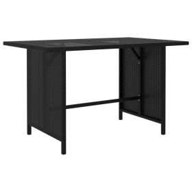 Garden Dining Table Black 43.3"x27.6"x25.6" Poly Rattan