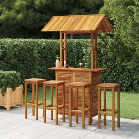 5 Piece Patio Bar Set Solid Wood Acacia