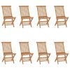 Folding Patio Chairs 8 pcs Solid Teak Wood