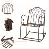 Artisasset Brown Paint Rhombus Shape Outdoor Park Leisure Iron Rocking Chair RT