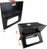 20 inch Portable Grill Charcoal Barbecue Grill, Folding Grill Notebook Shape, Detachable Collapsible, Mini Tabletop Camping Grill BBQ, Black