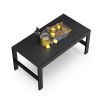 Aluminum Outdoor Patio Coffee Table in Black with grey  for Garden, Open-air balcony, Poolside