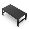 Aluminum Outdoor Patio Coffee Table in Black with grey  for Garden, Open-air balcony, Poolside