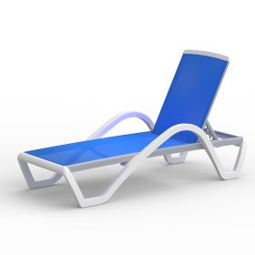 Domi Patio Chaise Lounge Outdoor Aluminum Polypropylene Chair with Adjustable Backrest,for Beach (Color: 1 blue Chair With Arm)