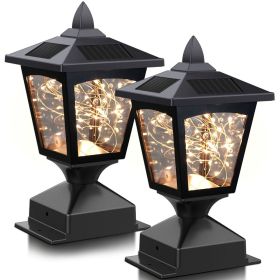 Garden & Patio Landscape Decoration Lighting Solar Post Lights 2 Pcs Set (Lighting Color: Warm White)